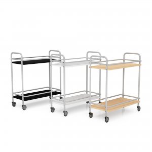 L&C servicio 450, Gestell RAL9006 wei� Aluminium beschichtet, Holz Esche schwarz, wei� oder Buche