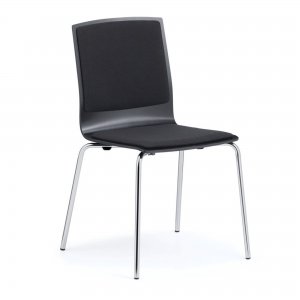 L&C canto 419 Stuhl Schale gebeizt Graphitgrau Sitz und Lehne aufgepolstert YS009 Gestell chrom
