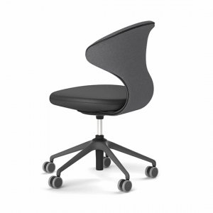 SNOOX R�cken in Schurwolle anthrazit meliert und Sitz in Leder schwarz<br>Kreuz, Mechanik schwarz