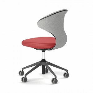 SNOOX R�cken in Schurwolle beige meliert und Sitz in Leder rot<br>Kreuz, Mechanik schwarz