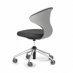 SNOOX R�cken in Schurwolle beige meliert und Sitz in Leder schwarz<br>Kreuz, Mechanik poliert